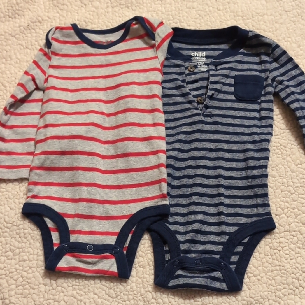Child of Mine Red and Blue Striped Bodysuits